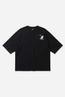 Along The Shore black oversized organic cotton T-shirt, front view – Studio Drop