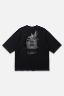 Ethereal Tee black oversized organic cotton T-shirt, back view – Studio Drop