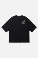 Ethereal Tee black oversized organic cotton T-shirt, front view – Studio Drop