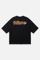 Unbound Tee black oversized organic cotton T-shirt, back view – Studio Drop