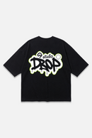 Release Tee black oversized organic cotton T-shirt, back view – Studio Drop