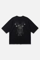 Nocturne Tee black oversized organic cotton T-shirt, back view – Studio Drop