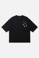 Nocturne Tee black oversized organic cotton T-shirt, front view – Studio Drop