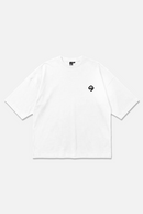 Core Tee white oversized organic cotton T-shirt with Ink insignia – Studio Drop