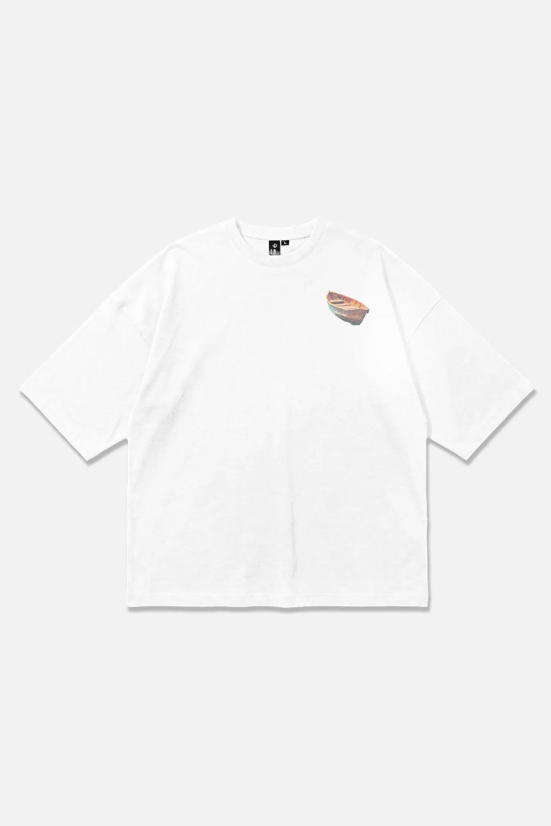 Last Light white oversized organic cotton T-shirt, front view – Studio Drop