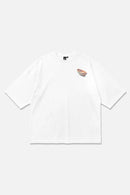 Last Light white oversized organic cotton T-shirt, front view – Studio Drop