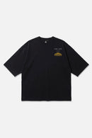 Low Tide black oversized organic cotton T-shirt, front view – Studio Drop