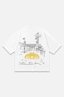 Low Tide white oversized organic cotton T-shirt, back view – Studio Drop