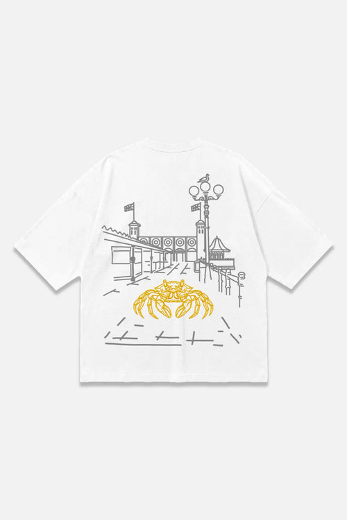 Low Tide white oversized organic cotton T-shirt, back view – Studio Drop