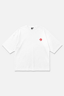 Core Tee white oversized organic cotton T-shirt with Oxide insignia – Studio Drop