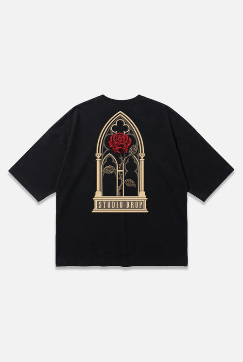 Studio Drop Regalia oversized black T-shirt, back view