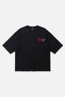 Studio Drop Regalia oversized black T-shirt, front view