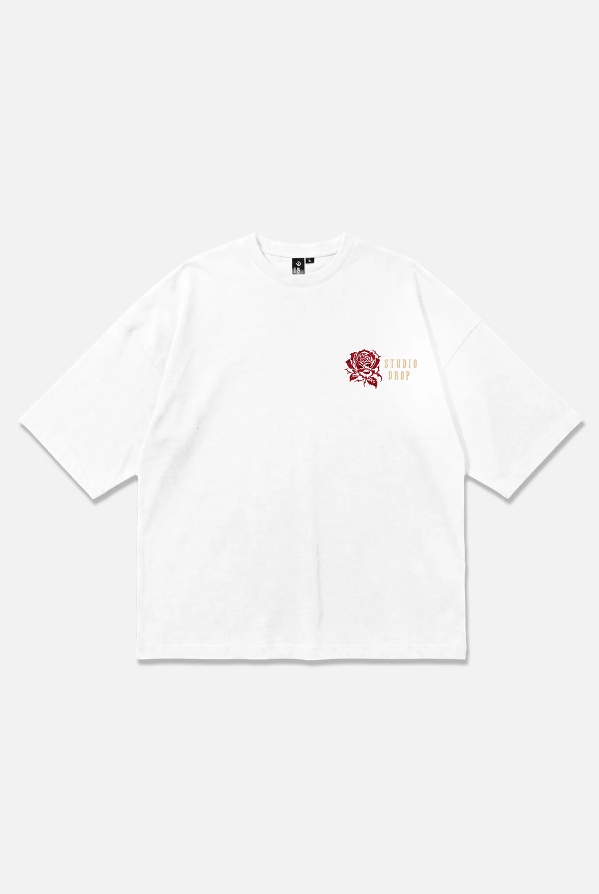 Studio Drop Regalia oversized white T-shirt, front view