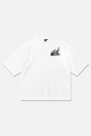 Ethereal Tee white oversized organic cotton T-shirt, front view – Studio Drop