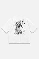 Dreamscape Tee white oversized organic cotton T-shirt, back view – Studio Drop
