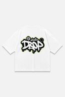 Release Tee white oversized organic cotton T-shirt, back view – Studio Drop