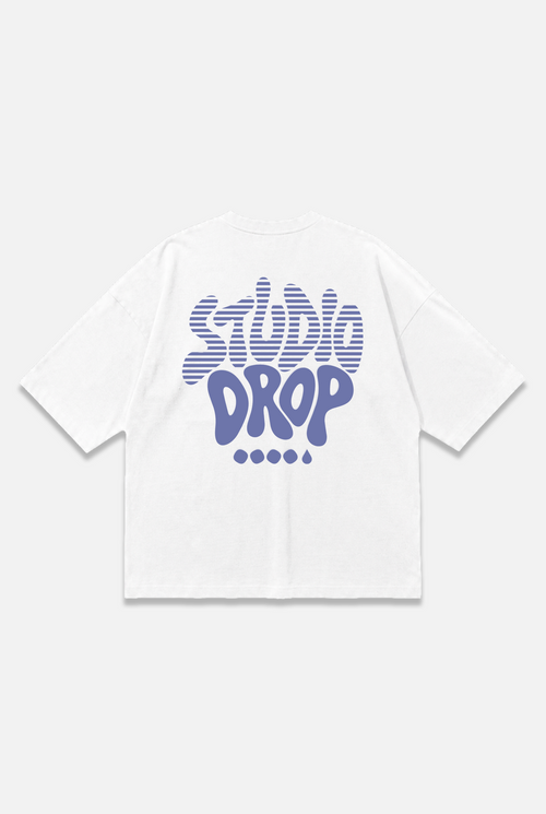 Flow Tee white oversized organic cotton T-shirt, back view – Studio Drop