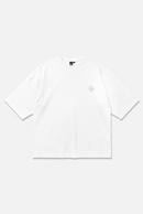 Core Tee white oversized organic cotton T-shirt with Chalk insignia – Studio Drop