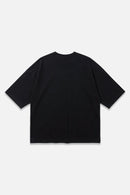 Sketch Logo Tee black oversized organic cotton T-shirt, back view – Studio Drop