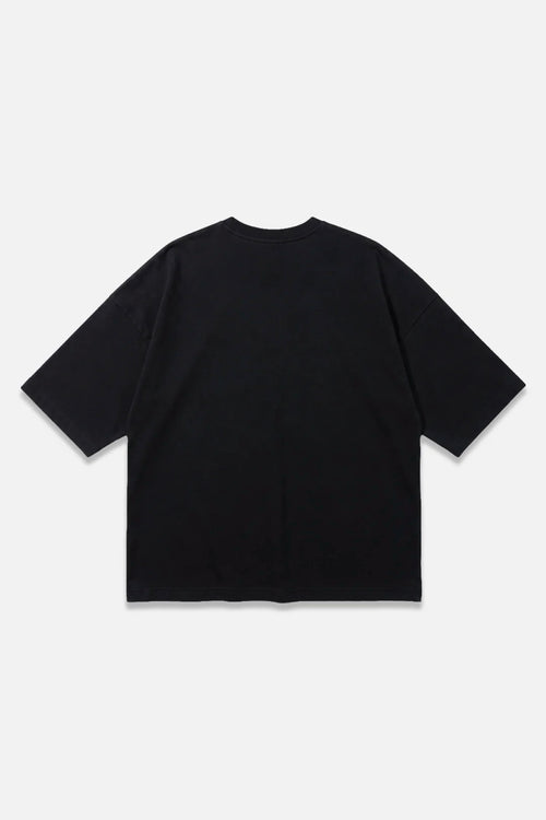 Sketch Logo Tee black oversized organic cotton T-shirt, back view – Studio Drop