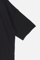 Whimsy Tee black organic cotton T-shirt sleeve and fabric detail – Studio Drop